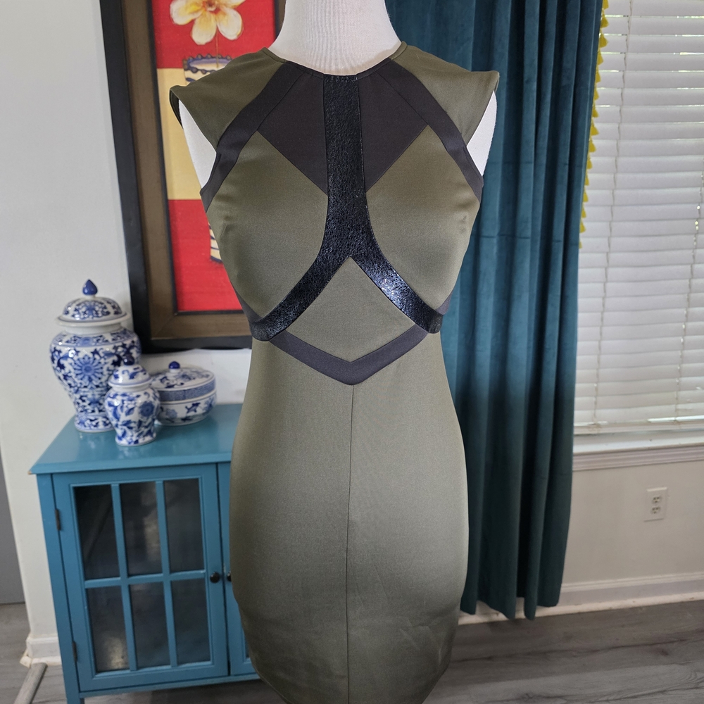 Gianni Bini Green and Black Cut Out Mini Dress
